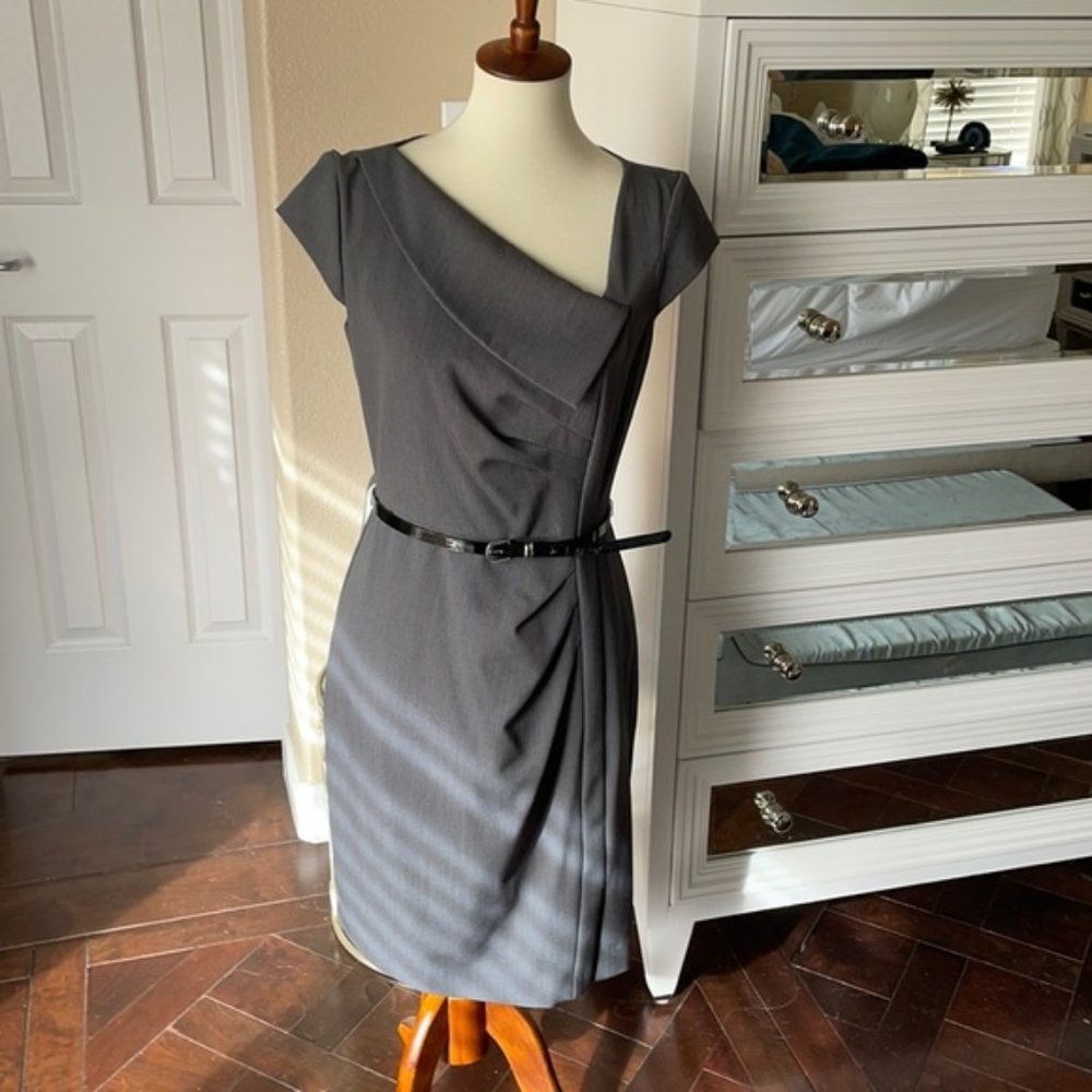 Gray Dress with Asymmetrical neckline
